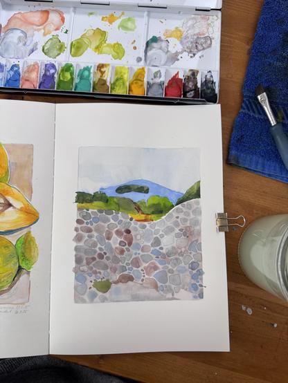 Earlier in the process without much detail. Mostly shapes and bold colours.