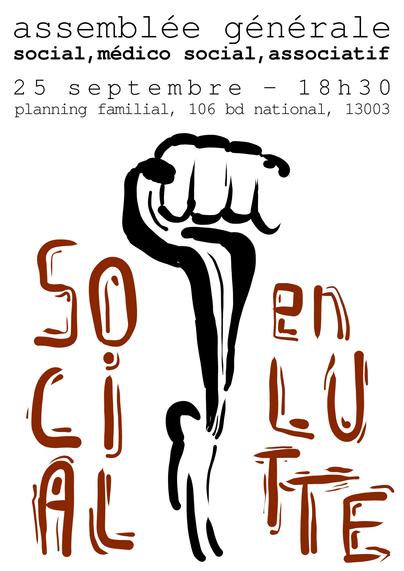 affiche pour une ag du social, médico-social et associatif marseillais