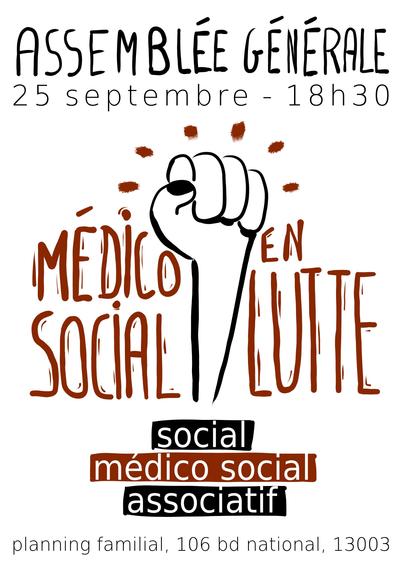 affiche pour une ag du social, médico-social et associatif marseillais