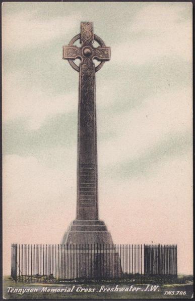 Printed hand-tinted postcard showing a view of the monumnetal cross to Alfred, Lord Tennyson at Freshwater on the Isle of Wight.

Published by Joseph Welch & Sons, Portsmouth, No JWS.786, c.1905-10.

Postally unused.

Very good condition, with very slight corner bumps.