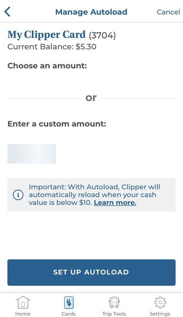 The Clipper card app, broken as always, stuck on being unable to choose an amount so you can pay them money.