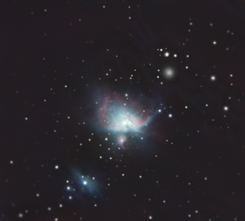 Orion Nebula through 70mm telescope + mobile phone untracked