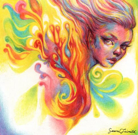 Psychedelic color pencil sketch