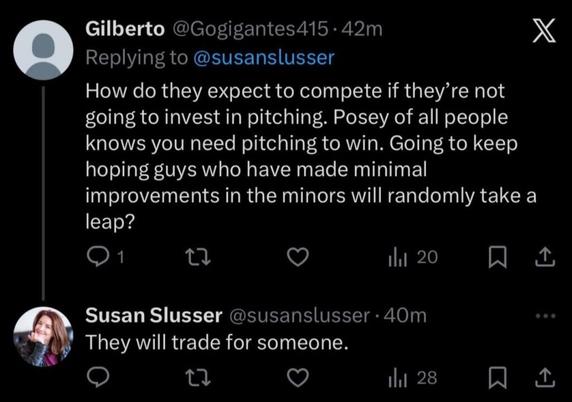 Susan Slusser expects the giants to be involved in the trade market