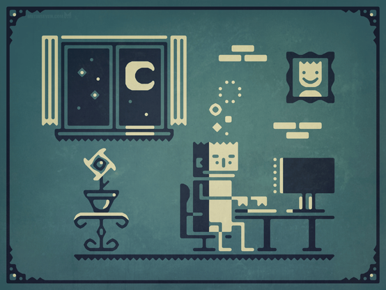 Graphic-style illustration of a computer user sitting in front of his screen at nighttime.