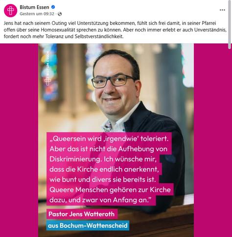 Facebook-Post des Bistums Essen