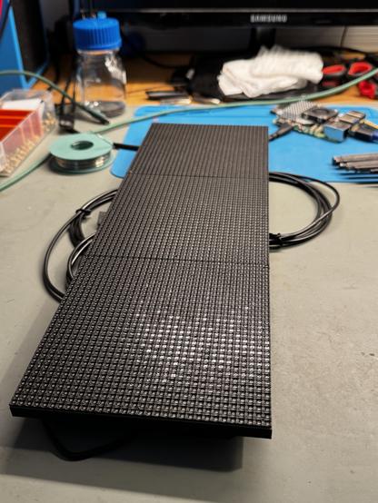 Three 32x32 iPixel BLE LED Panels with custom connectable case - front side