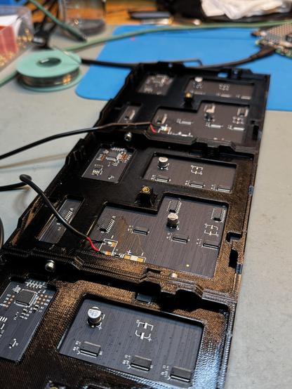 Three 32x32 iPixel BLE LED Panels with custom connectable case - backside