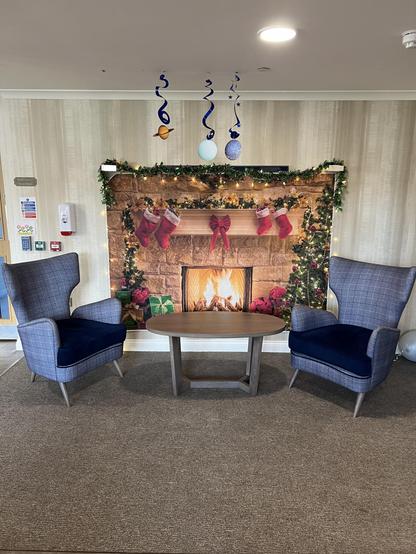 Care home decorations. A poster on a wall.