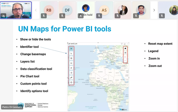 r. Pietro Di Gennaro, Computer Science Engineer,  showed the UN Maps Power BI plugin for creating interactive dashboards and analytics