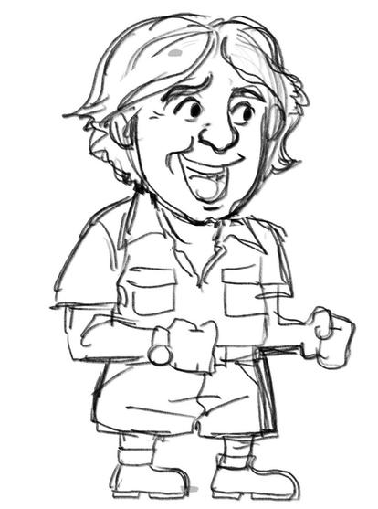 The same drawing as the last one, but the face has a bot more wrinkles and smile lines.