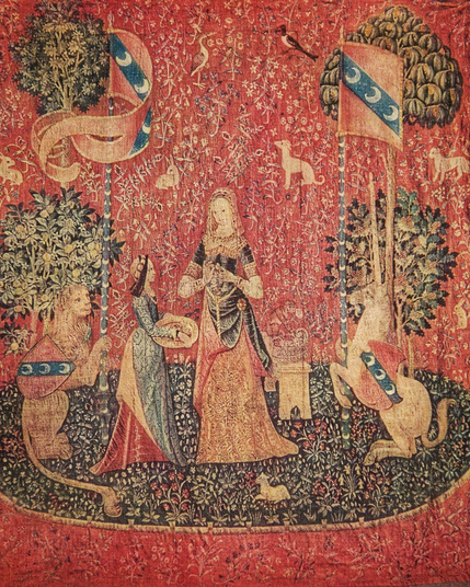 Wandteppich: Die Dame mit dem Einhorn. Frankreich, Anfang des 16. Jahrhunderts, Musée de Cluny