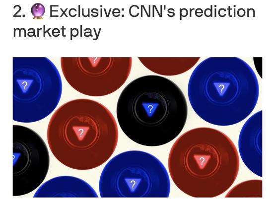 The image features a pattern of circular objects in red, blue, and black colors, each displaying a question mark symbol. The background is light-colored, which highlights the contrasting colors of the objects. The text above suggests the image relates to CNN's prediction…