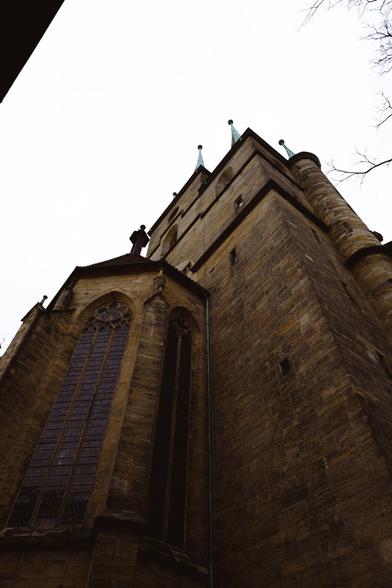 detail photo of the Erfurt cathedral during a gray autumn day