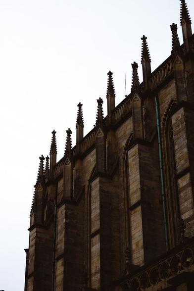 detail photo of the Erfurt cathedral during a gray autumn day