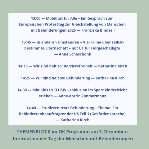 TV Programm am 3.12. (Themenblock)