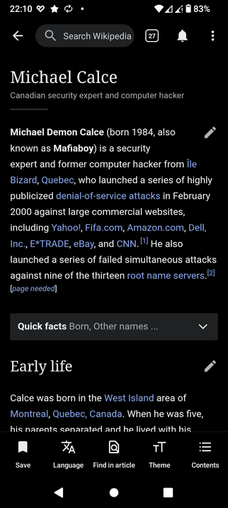 Wikipedia Entry of Mafia Boy