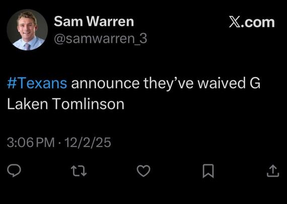 Tomlinson was waived