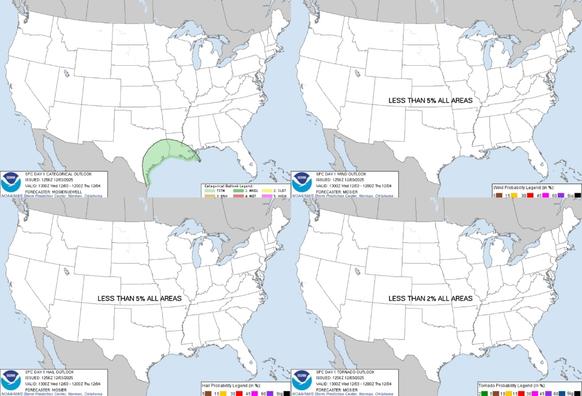 Heavy Snow in the Central/Southern Rockies; Below Average Temperatures in the Central and Eastern US
Moderate to heavy snowfall is expected in the central/southern Rockies and adjacent High Plains today. Lake-enhanced snowfall is expected downwind of the Great Lakes today. Showers and thunderstorms will be possible this evening into tonight across the western Gulf Coast states. Temperatures across much of the central and eastern CONUS will remain below average and chilly to end the week