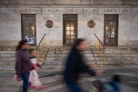 Facahda del departamento del tesoro, en Estados Unidos.