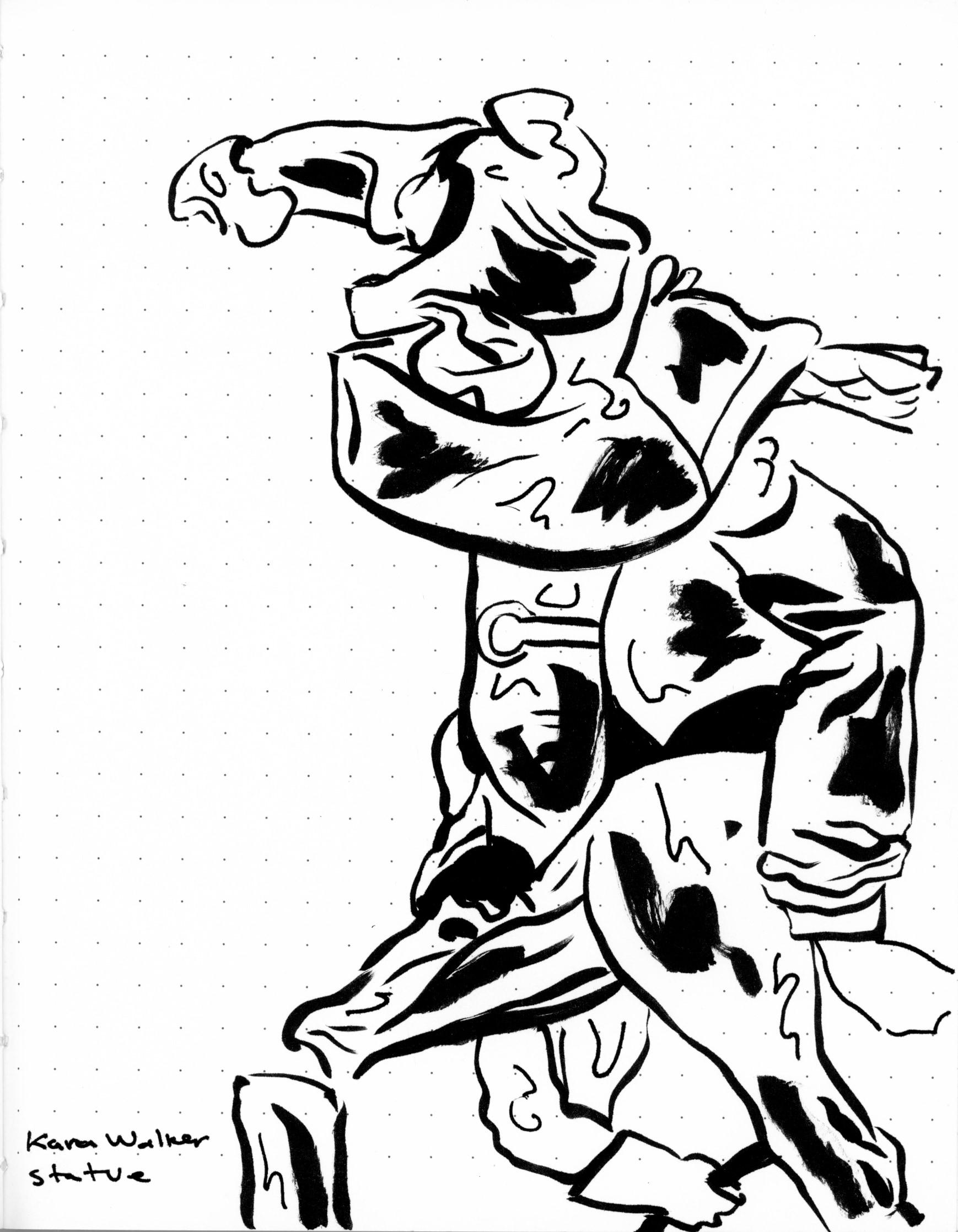 ink drawing after staring at the amazing karen walker confederate statue deconstruction with a bit of glisten + gristle