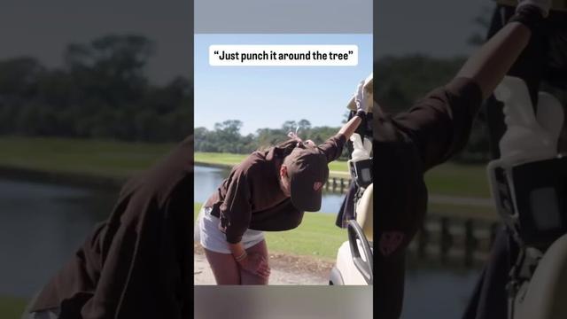 “Just punch it around the tree..” #golfer #golfdomgolf #golfgirls #golfgirlgames #golfswing