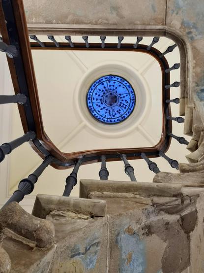 Look up at the stairwell of a Victorian church in Glasgow.