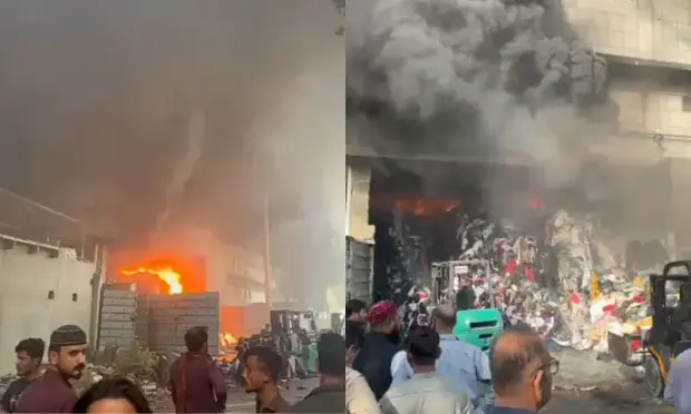 <p>A fire erupted at a garment factory in Karachi’s Export Processing Zone on Thursday, Rescue 1122 said in a statement, adding that efforts were underway to douse the flame.</p>
<p>According to the statement, “As soon as the Central Command and Control of the Rescue 1122 received the information, a fire and rescue team, along with an ambulance and a fire brigade truck, were dispatched to the scene.”</p>
<p>It added that the team was trying to bring the fire under control.</p>
<hr />
<p><em>This is a developing story that is being updated as the situation evolves. Initial reports in the media can sometimes be inaccurate. We will strive to ensure timeliness and accuracy by relying on credible sources, such as concerned, qualified authorities and our staff reporters.</em></p>
<br />
