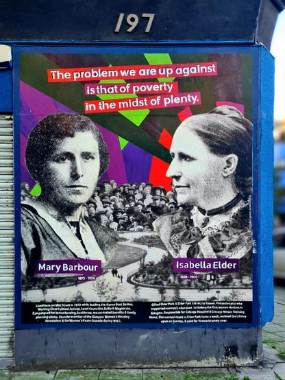 A mural featuring the Scottish social campaigners Mary Barbour and Isabella Elder.