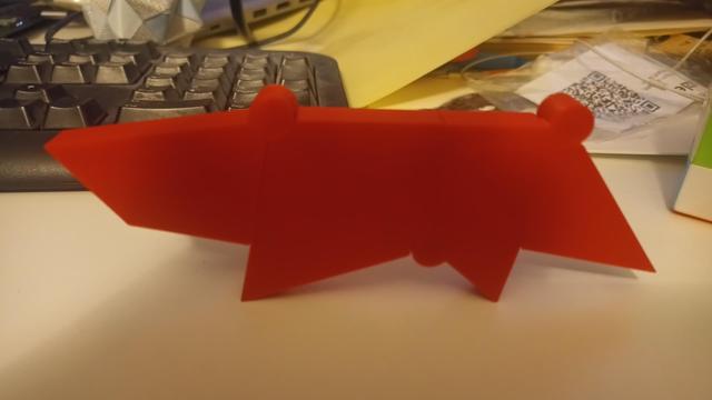 An arrangement of 3D-printed plastic polygons that looks very slightly like a capybara