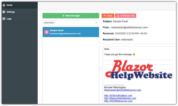Email interface displaying a new message with a recipient address and signature.