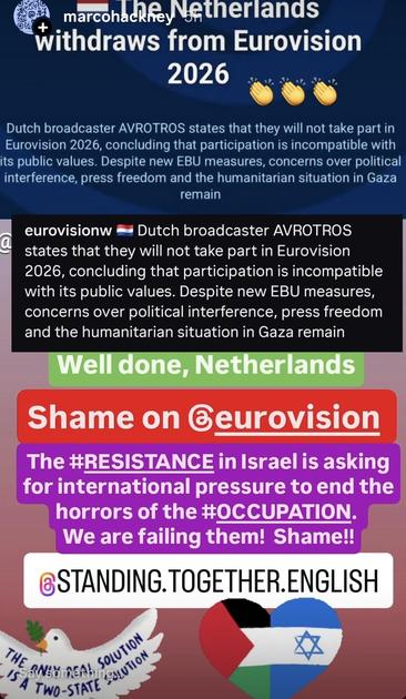 Netherlands reported to withdraw from Eurovision as Israel is allowed to participate.