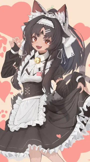 Nekomata from Zenless Zone Zero in a maid outfit and smiling warmly.