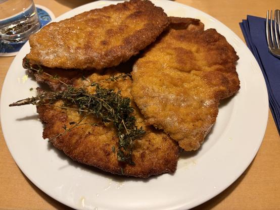 Deliicious bavarian "Schnitzel" ... three of them!
