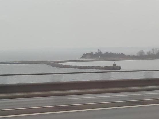 View out of train at Sprogø, Storebælt