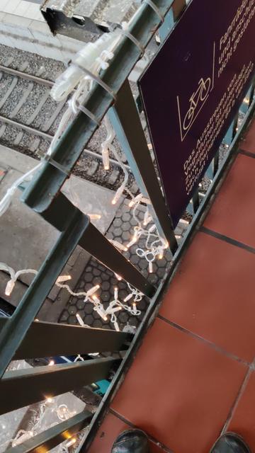 Xmas Lights on metal bars at Hamburg Hauptbahnhof