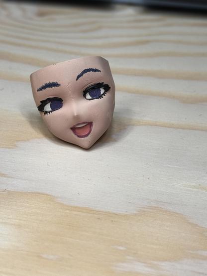 In the next stage the mouth and lips and parts of the eyes are painted.