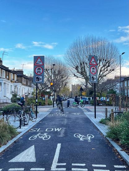Diverter across an arterial with cyclists and pedestrians. Photo by me.