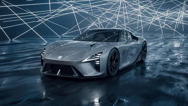 A picture of a silver Lexus LFA concept car.