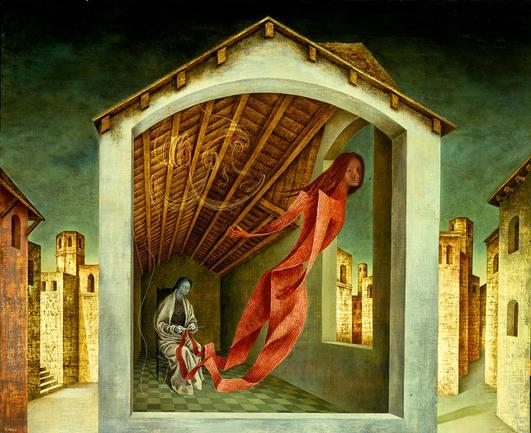 The Knitter of Verona / La Tejedora de Verona (1956) by Remedios Varo (1908 - 1963)
