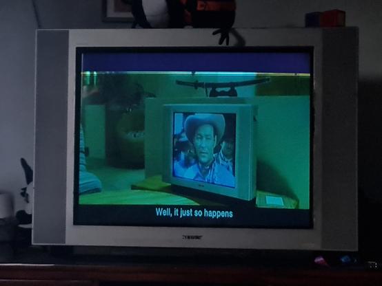 photo of a Sony Trinitron, on the display is a frame from Kill Bill Vol 2, showing the same TV