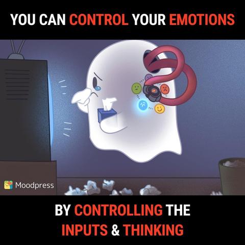 An illustration of a ghost with colorful buttons on its head and a red cord around it. Text above and below.