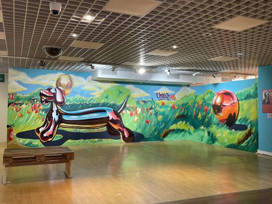 Focus sur un chien qui semble fait en baudruche