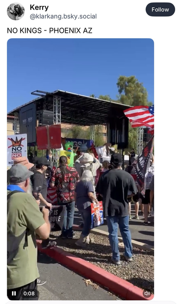 Screenshot of social media post regarding the October 18th, 2025 “No Kings 2.0” protests. From Phoenix, Arizona.