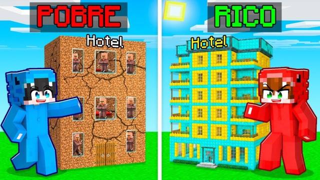 Hotel POBRE vs RICO Batalla de Construcción en Minecraft!