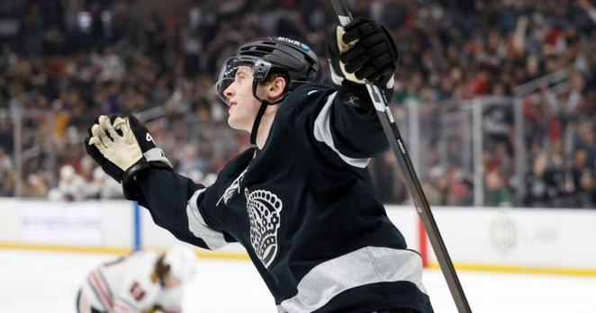 Brandt Clarke scores twice in Kings' blowout win over Blackhawks