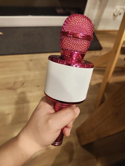 Karaoke Mikrofon in Knall Pink. Und laut wenn es an ist