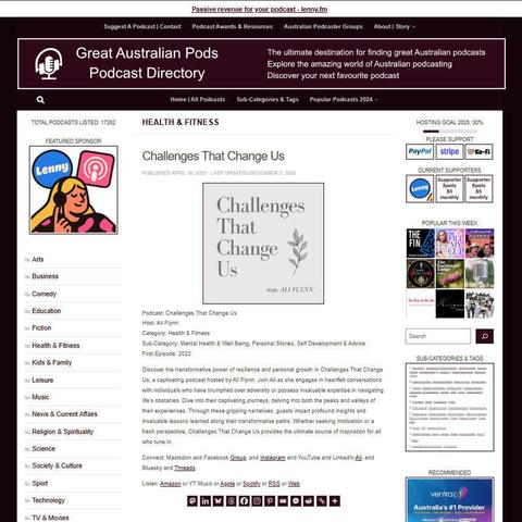Challenges That Change Us
Screenshot of the podcast listing on the Great Australian Pods website
