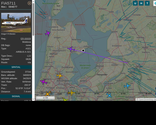 #FIA5711: Fly One (#Airbus A321, registration: ER-00009)
Route: RMO-DUB: Chisinau International Airport -> Dublin Airport
Min. distance: 0.9nm away @ 34000 ft
Heading: W @ 514.7kts
Time: 22:18:06
 #AfterHours #UpInTheClouds #FlyingFast #adsb #Venhuizen