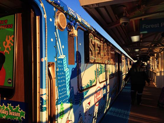 iPhone 5s photo by Chicago artist Jenny Lam of the annual CTA Holiday Train in Wicker Park in 2017